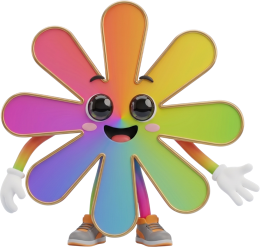 Stella, a estrategista da Influencer Flix, uma flor colorida e sorridente